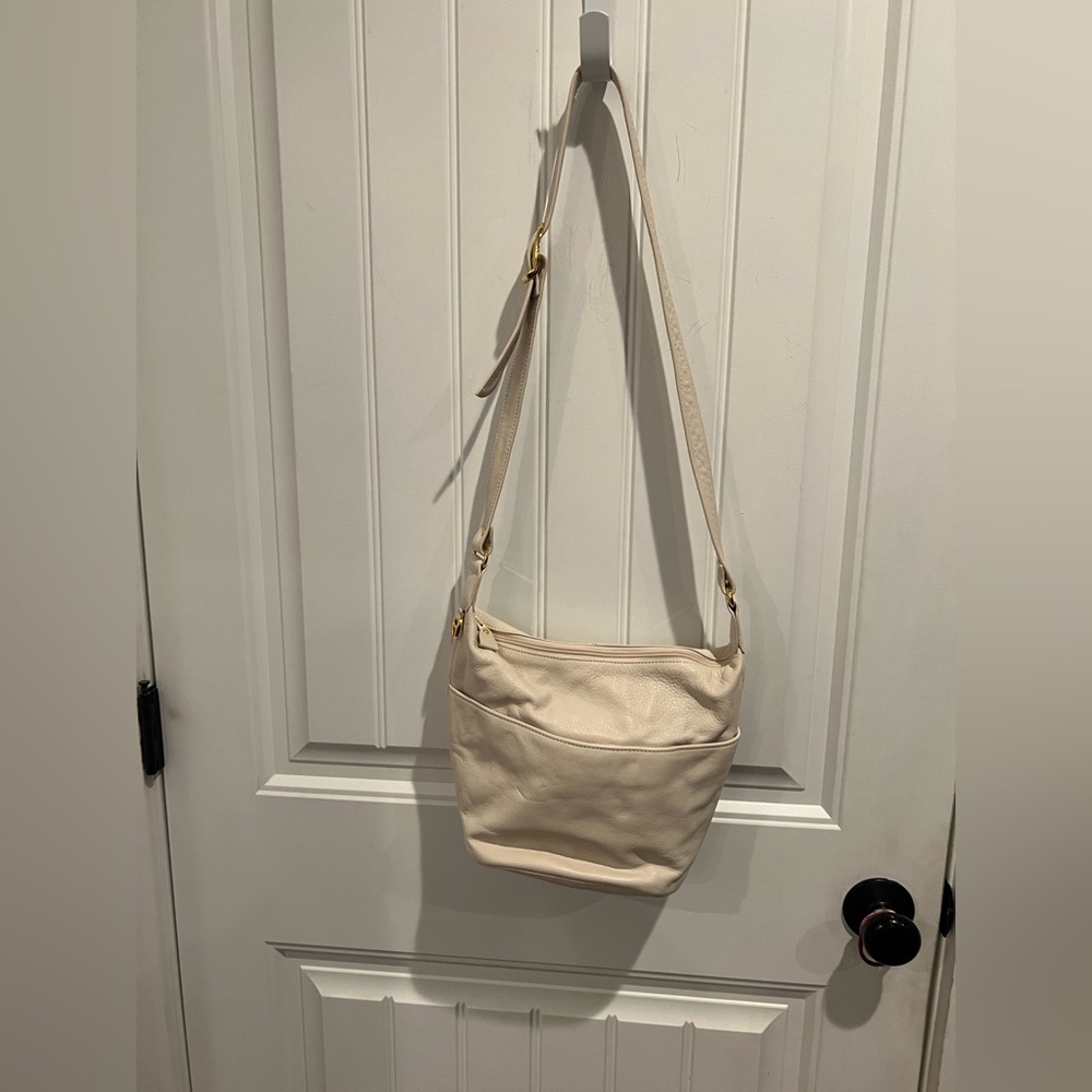 Etienne Aigner Leather Crossbody Bag in Cream - Classic Women's Shoulder Bag